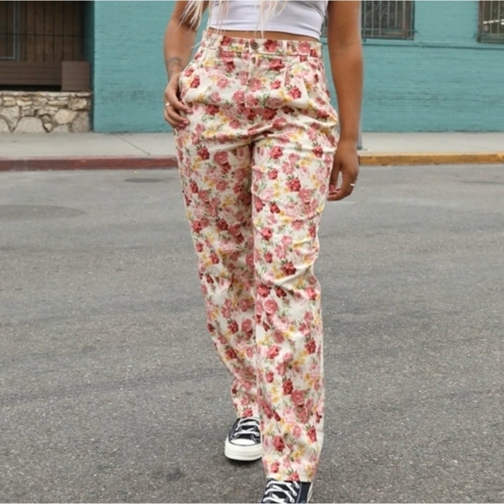 Teddy Fresh Pink Floral Straight Leg Pants